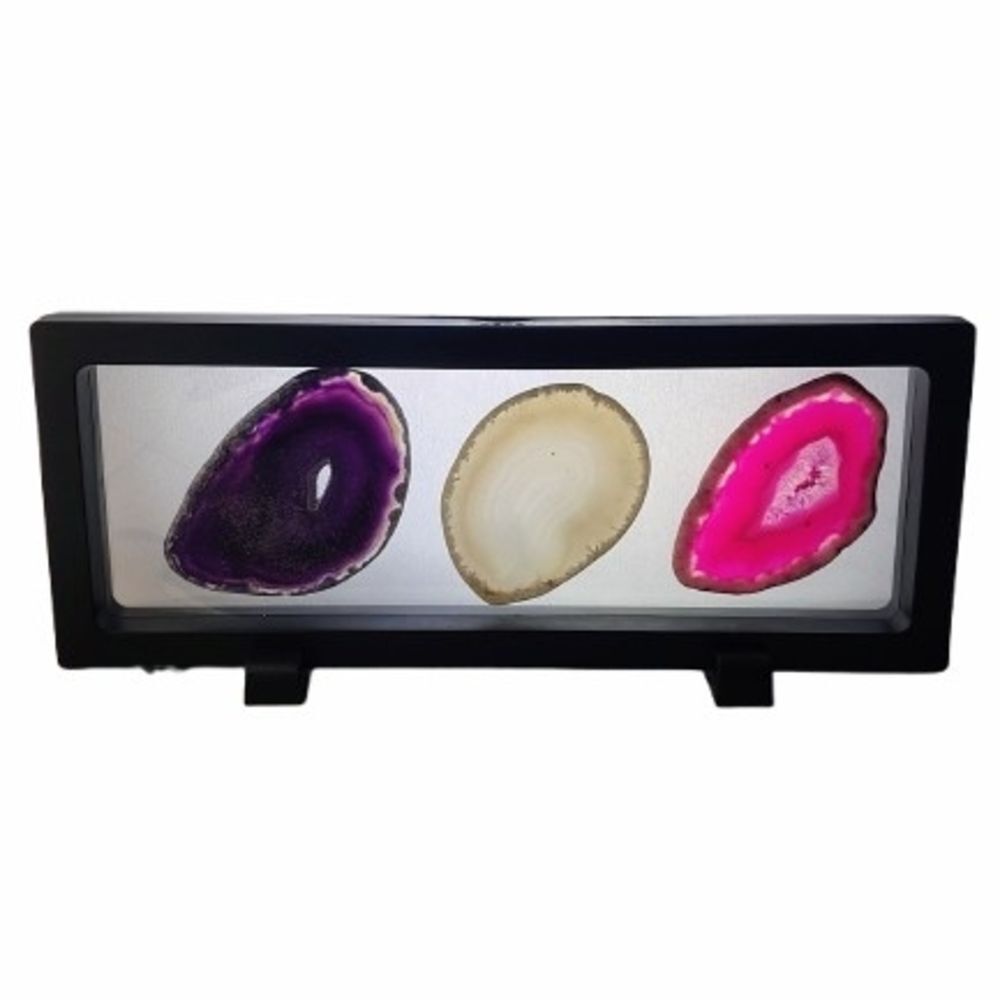 Framed Agate Slice Trio Decor